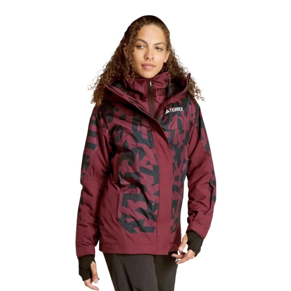 adidas Women's Terrex Xperior 2L Insulated Rain Rdy Ski Jacket XS Burgundy NWT